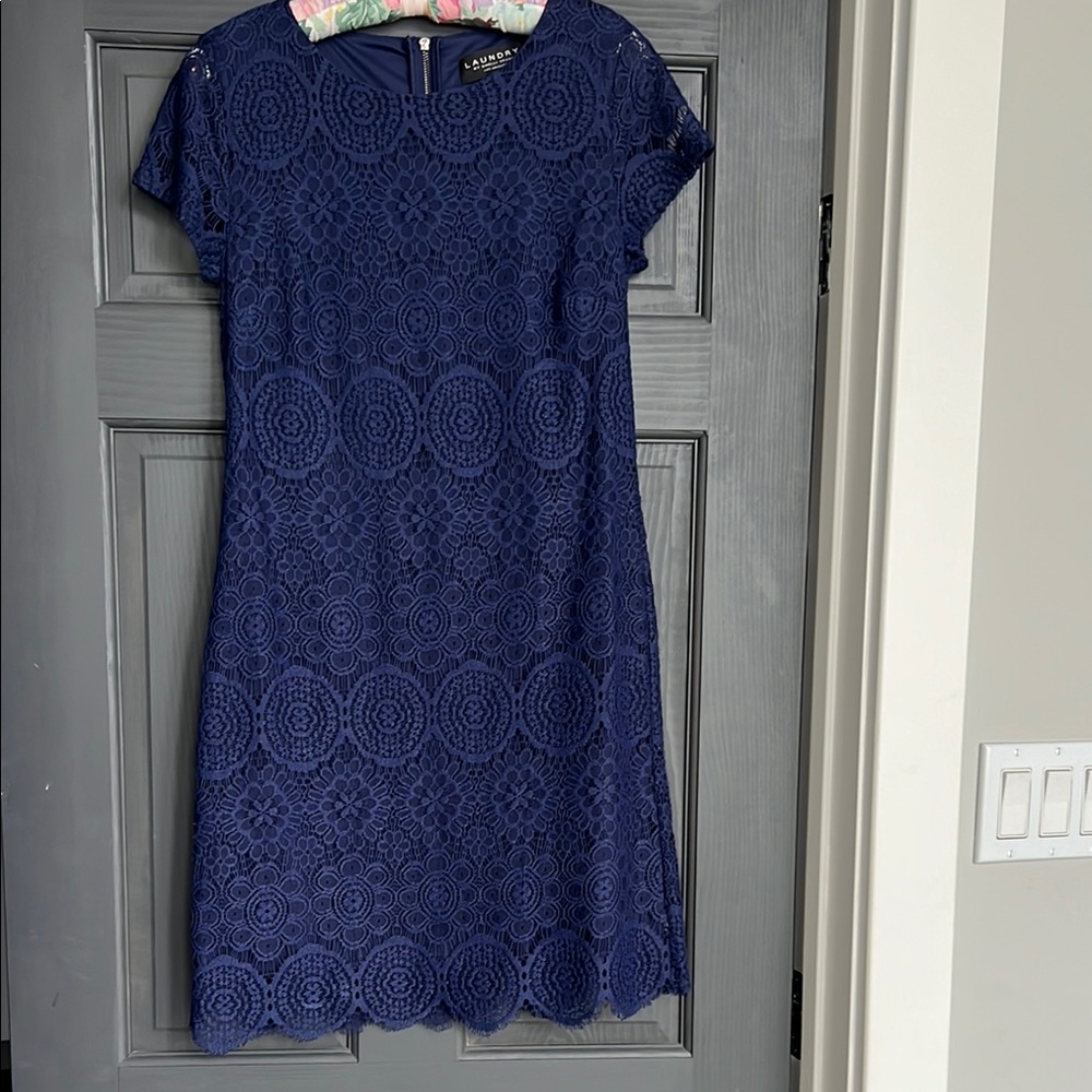 Laundry by Shelli Segal,  Blue Lace Dress, size 4